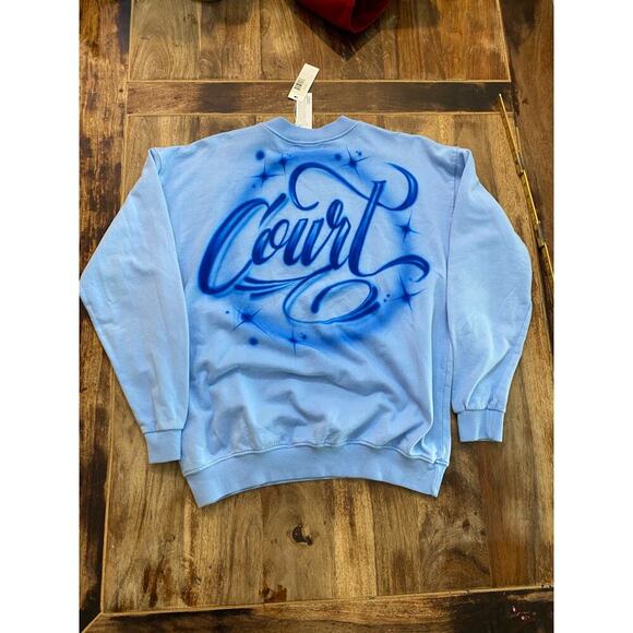 NWT Frankies Bikinis Blue Bennie Crewneck Long Sleeves Sweatshirt Size OS - Picture 6 of 6